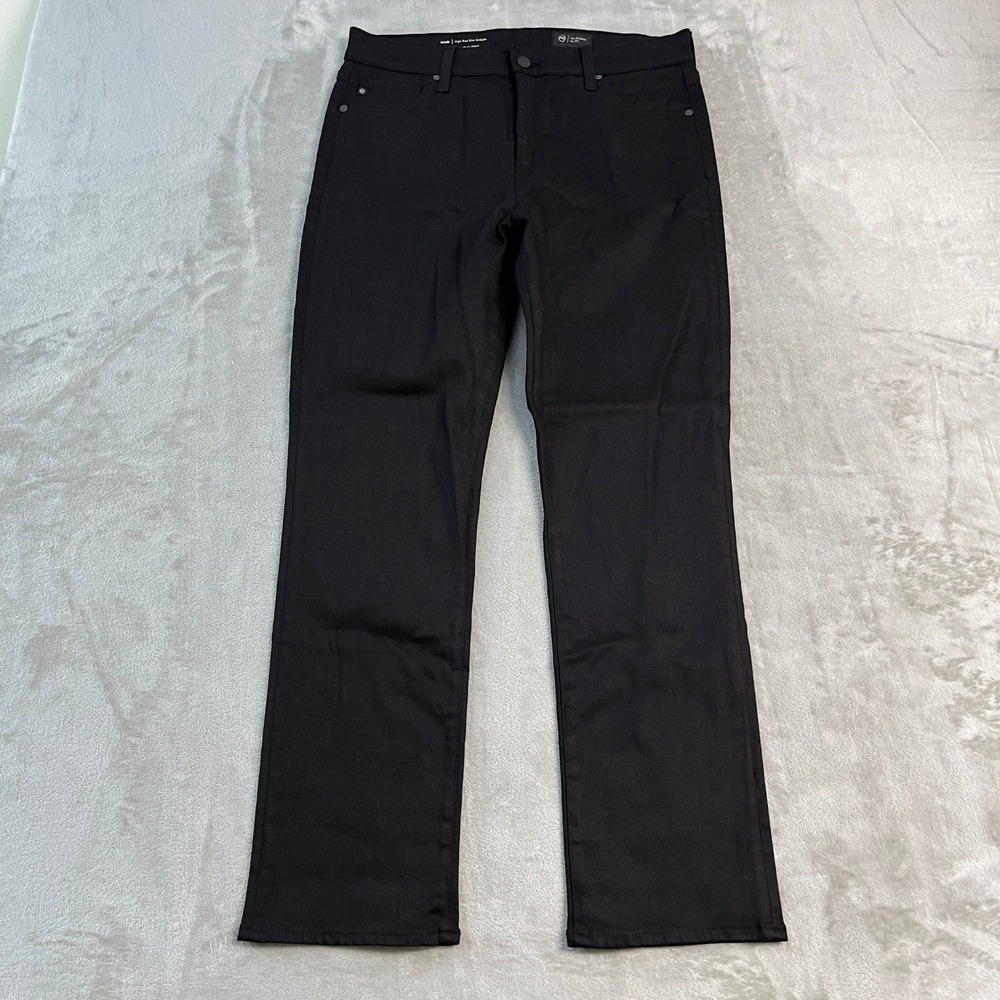AG Adriano Goldschmied Mari High Rise Slim Straight Black Jeans Womens 32R Japan